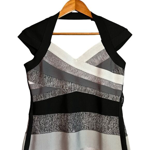 VENUS Black and Gray Striped Dress - Picture 2 of 10